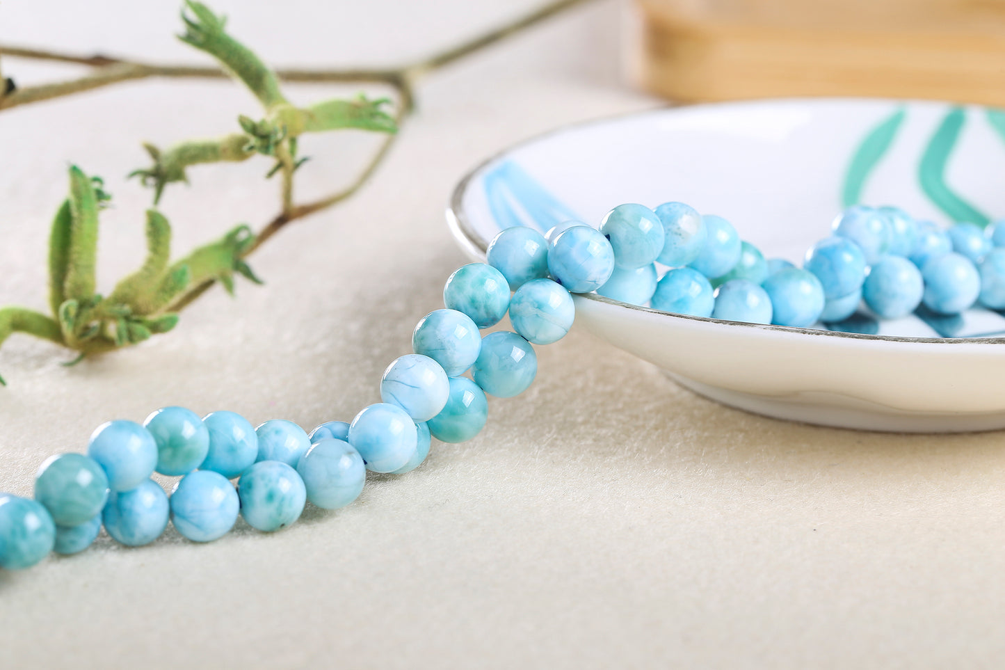 Natural hemimorphite Beads