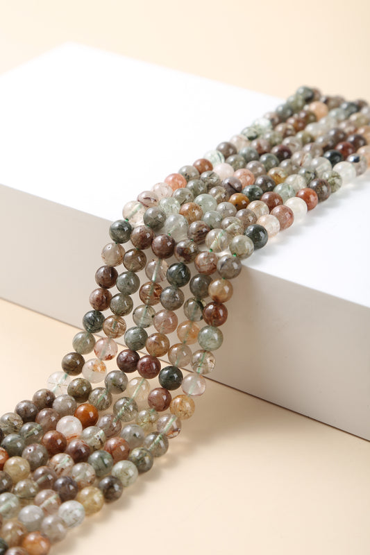 Natural Red-Green Rutilated Quartz